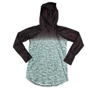 NWT LuLaRoe Amber Hoodie Small Black Mint Ombre Long Sleeve Pocket Lightweight